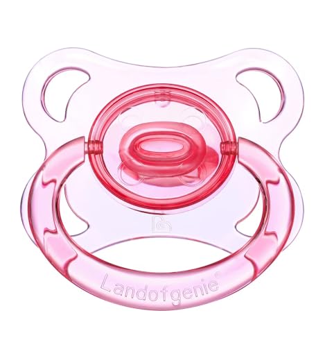 Landofgenie Large Shield Adult Size Pacifiers Set Moon Shape Transparent Design Pacifier Pink