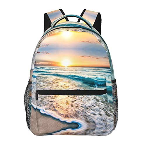Sac à dos léger pour l'école et sorties à la plage avec motif vagues de l'océan bleu