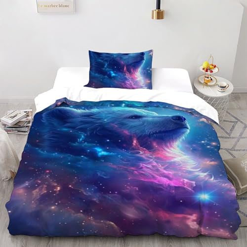 Housse de couette ours polaire impression 3D relief parure microfibre - 2