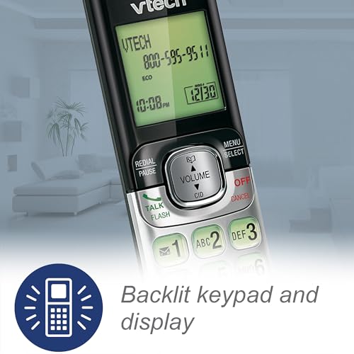 Image of VTech CS6529-5 5-Handset DECT 6.0 Cordless Phone, Silver /Black | Answering System, Caller ID /Call Waiting, Wall-Mountable, LCD Screen, Handset Speakerphone