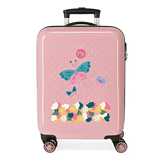 Roll Road Precious Flower Maleta de Cabina Rosa 38x55x20 cms Rígida ABS Cierre de combinación Lateral 34L 2 kgs 4 Ruedas Dobles Equipaje de Mano