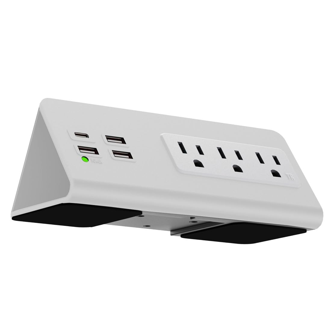 Kable Kontrol Desk Clamp Power Strip with USB-C Port, Nightstand Charging Station, 3 AC Outlets, 3 USB-A Ports, Fast Charger, Easy Installation for