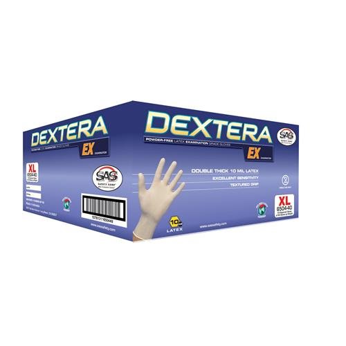 SAS Safety 6502-40 Latex Dextera EX Powder-Free Disposable Glove, Medium (Pack of 500)