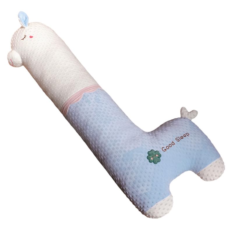 XFNWT Almohada Gigante de Peluche de Llama con Soporte Lumbar para Adultos y niños. Animal de Peluche ultrasuave para Dormir de Lado, acurrucarse, aliviar la ansiedad Decorar Dormitorio,Blue-150cm