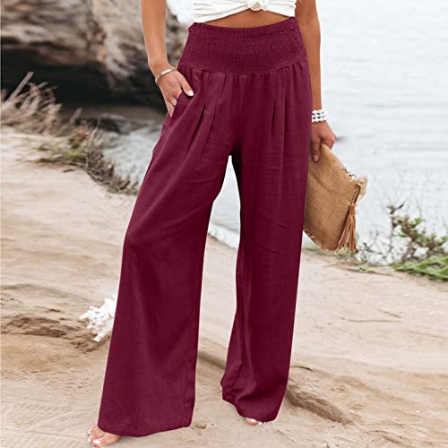 Women Loose Wide Leg Pants High Waist Straight Leg Pants Casual Modern Work Daily Lounge Long Trousers for Ladies U-672