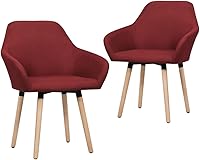 Vista 1 de Ergonomic Dining Chair Set, Wine Red Fabric Upholstered Chairs for Kitchen, Modern Dining Room Seating, Comfortable Home Furniture