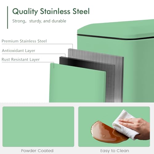 Caneca de basura rectangular verde 10 litros con tapa suave miniatura 4