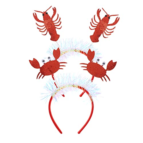 COMPUKAS 2 cerchietti per capelli in costume da granchio lungo marino, per feste, carnevale, regolabili, durevoli