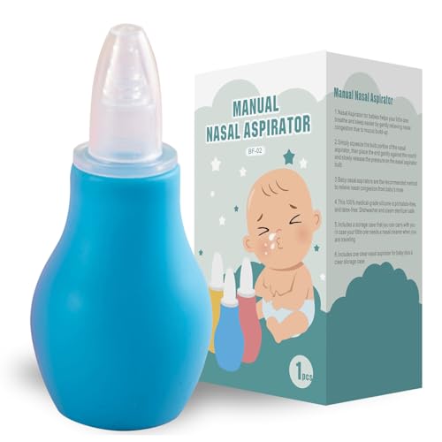 Generic - Nasal Aspirator for Baby - a Safe and Gentle Tool for Relieving Nasal Congestion in Newborns. It Comes with a Storage Box and is a BPA Free Baby Nose Suction Device (Blue, Small-Scale)