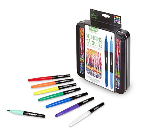 Image of Crayola Blending Marker Kit with Decorative Case, 14 Vibrant Colors & 2 Colorless Blending Markers