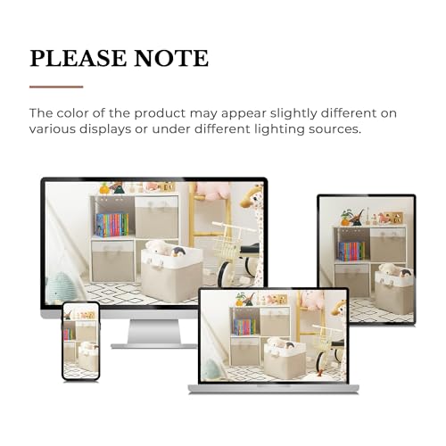 GRANNY SAYS Storage Cubes, 13 Inch Cube Storage Bins with Metal Frame, Collapsible Cube Storage Organizer, Fabric Cubby Bins for Shelves, Closet, Khaki, 4 Pack by GRANNY SAYS - Image 8