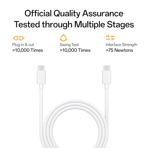 Image of OPPO Original (6 months Offical Warranty) Type-C to Type-C SUPERVOOC 8A Flash Charging, Suitable for Android Smartphones-DL149 White