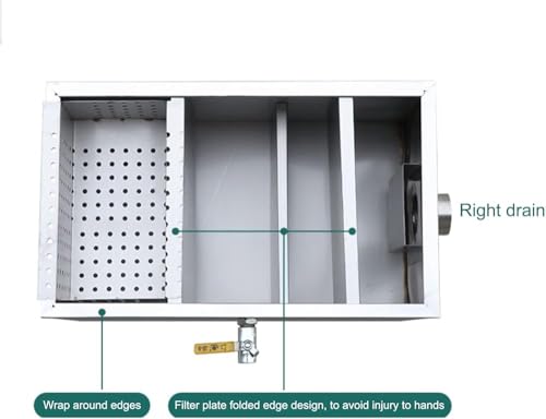 Intercepteur de piège à graisse en acier inoxydable de qualité commerciale – Séparateur d'huile-eau sous évier pour cuisine de restaurant avec cloisons amovibles, solution robuste et efficace de