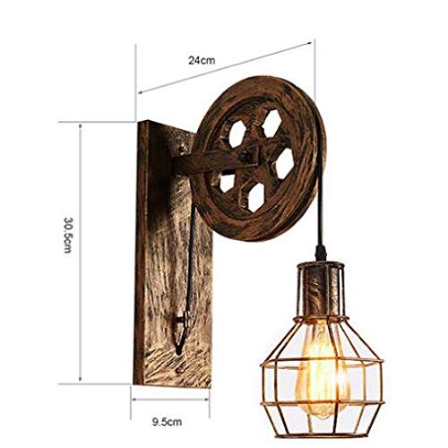 Preisvergleich Produktbild Retro Wandleuchte Verstellbare Hubrolle Käfig Wandleuchte Industrielle Schmiedeeisen Wandleuchte für Restaurant Aisle Pub Cafe Bar-Bronze
