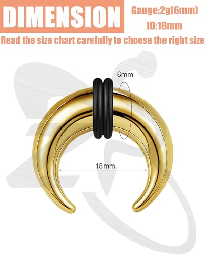 ZS 2Pcs Pincher Tapers Septum Rings, 2G 4G 6G 8G 10G 14G 16G Buffalo Horseshoe Stretcher Expander Piercing for Stretching Pierced Nose Ear Gauge (2g,18mm) - Image 4