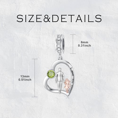 Image of PROESS Father Mother Daughter Charm fit Charms Bracelet Sterling Silver Charms for Bracelets Birthday Valentines Day Gifts for Daughter Mother Lover