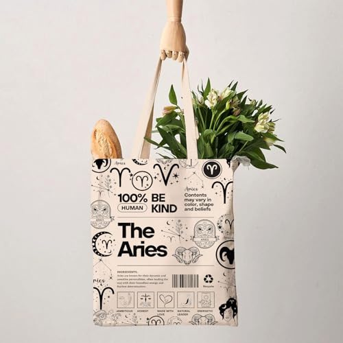 G2TUP Aries Inspired Gift 100% Human Be Kind The Aries Tote Bag Astrology Lover Handbag Zodiac Aries Merch2