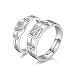 WOKEZ Bague Romantique Coeur Couple Anneaux Simple Style Cubique Zircone Pierre Ouverture Anneau Bande Amoureux Doigt Anneau De Mariage Ensemble pour Les Femmes Cadeaux (Main Stone Color : A Pair)