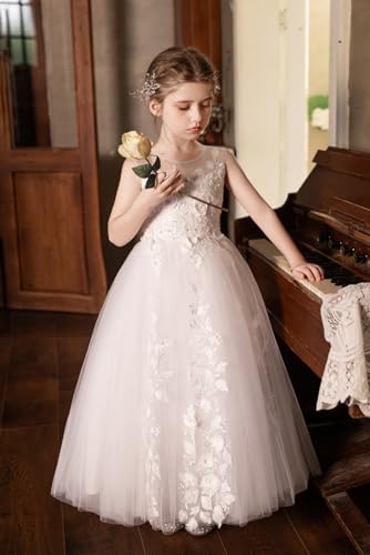 First Communion Dresses for Girls Tulle Flower Girl Dress 3D Floral Appliques Ball Gowns for Wedding Birthday2