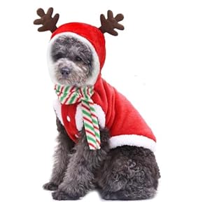 Pet Dog Christmas Clothes Costume,Pet Cold Weather Sweater Coat, Puppy Santa Claus Reindeer Outfit Winter Hoodie Warm Vest Clothes, Jumpsuit Apparel for Small Medium Dogs Cats (XX-Large)