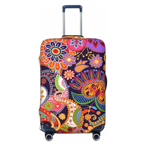 Travel Luggage Cover,Bright Floral Paisley Stretch Suitcase Cover Protector with Zipper Closure For 18-32 Inch Luggage