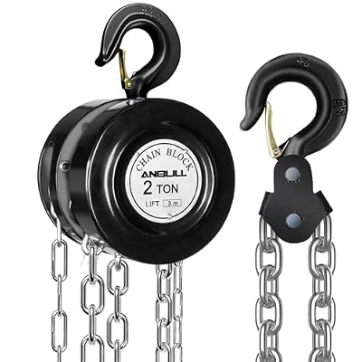ANBULL Hand Chain Hoist 4400LBS 10FT, 2T 3M Manual Chain Block with Upgrade G80 Galvanized Chain, Manual Hoist for Warehouse Building Automotive Machinery