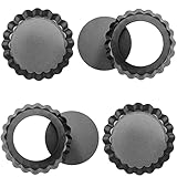 Suice 4 Inch Mini Removable Bottom Tart Pan 4 Pcs, Small Round Quiche Pan Nonstick Pie Pan Reusable...