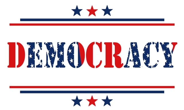 Image of Generic Democracy Sticker | Two (2) Pack |Democracy Flag | Made in The USA | Display on Bumpers, Window, Metal, Glass, Laptops, Plastic and Other Surfaces