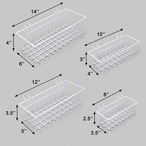 Daanxw Heavy Duty Pegboard Baskets Of 1/4 Inch,1/4 Inch Pegboard Accessories,Pegboard Basket Set (4Pcs) (White Light-Duty) #TOP1
