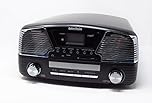 Retro Fusion (TM) Belt-Driven 3-Speed Portable Vinyl 4in1 Turntable Music System with CD MP3 Player PLL AM FM Radio AUX in USB SD Card Encoding Built-in Stereo Speakers (black)