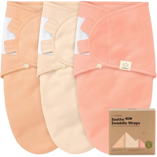 Image of 3-Pack Organic Swaddles for Newborns, Baby Swaddles 0-3 Months (Salmon) | Newborn Swaddle Sleep Sacks, Soft Cotton, Infant, Baby Swaddle Wraps, Girls, Boys, Large Hook & Loop Closure