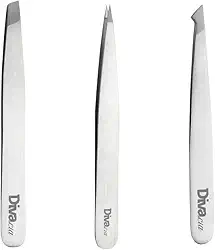 Kit 3 Pinças para Sobrancelhas Pinça Agulha, Chanfrada e Diagonal de Alta Precisão, Profissional - Autoclavável