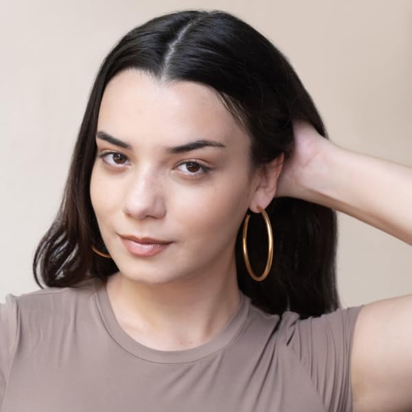 Bestow Large Gold Hoops Earrings for Women, 18K Hypoallergenic, Lightweight, Classic Big Hoops, Modern Large Hoop Earrings, Perfect for Everyday Wear and Special Occasions3