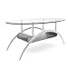 Ryan Rove Cleveland Oval Glass Coffee Table - Modern Home Decor with Black Mesh Magazine Storage Rack - Furniture for Living Room, Bedroom and Office - Center or Side Tables for Sofa - Silver Frame