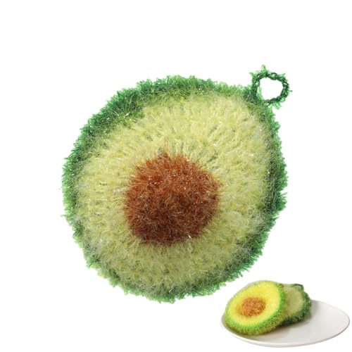 Paño de cocina – Exfoliante de limpieza con forma de aguacate | Toalla reutilizable y lavable, fácil de enjuagar, paño de fibra de secado rápido, alfombra de limpieza sin arañazos para cocina, sala