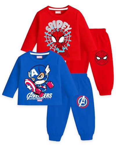 Image of Kuchipoo Marvel Boys Regular Fit Cotton T-Shirts and Pyjamas Set