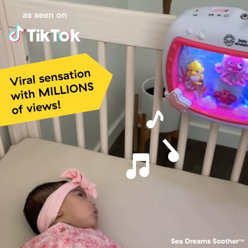 Image of Baby Einstein 2-in-1 Sea Dreams Soother On-the-Go Gift Set, Musical Crib Toy Sound Machine and Portable Aquarium Toy, Ages Newborn and Up, Pink