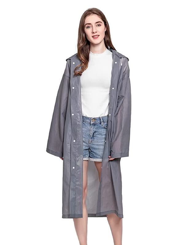 Image of AUGEN By Visions India Women EVA Waterproof Transparent Rain Coat Hooded Outdoor Water Resistant Portable Raincoat Suit for Unisex EVA Rain Coat (Free Size)