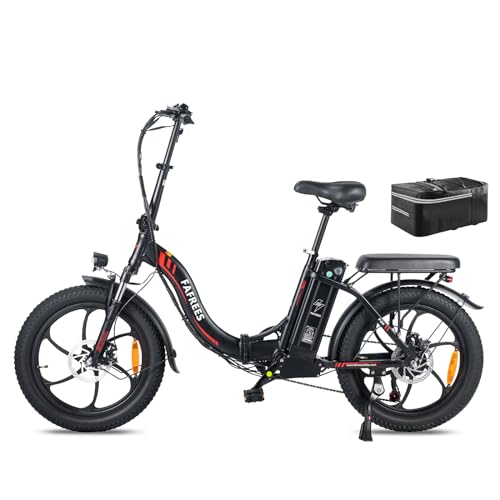 Fafrees F20 Ebike Klapprad 20 Zoll,Elektrofahrräder E Bike Herren Damen 250W 25km/h,City E-Bike 36V 16Ah Akku,Reichweite 130km,E-Fahrrad Faltbares 3.0 Fat Tire (Fahrradtasche, Schwarz)