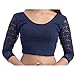 Fressia Fabrics Women Stretchable Readymade Saree Blouse Crop Top CholI Blue