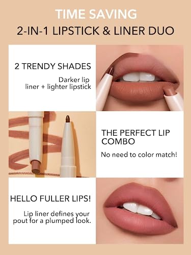 Sheglam 2 In 1 Matte Lip Liner And Long Lasting Lipstick Set Makeup - Deep Caramel #TOP1