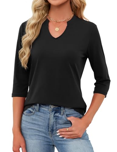 JUSTFASHIONNOW Women's 3/4 Sleeve Cotton V Neck T-Shirt Tops - image 3