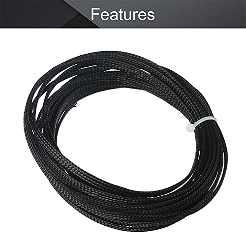 Image of Othmro 16.4ft Black Braided Cable Sleeve, 0.16in Width, 5m Length, Wire Loom Sleeving & Organizer, Pet /Chewing Resistant, Cable Management for TV, Audio, PC, Computer Cords