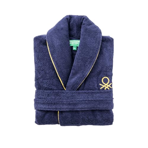 Badrock L/XL 420GSM 100% bomull med broderad logotyp färg marinblå CORE Benetton, Marinblå, L-XL