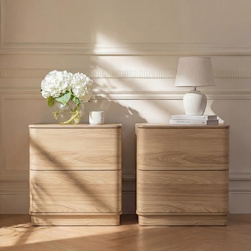 Image of Yechen Nightstands Set of 2 with 2 Push to Open Drawers Storage