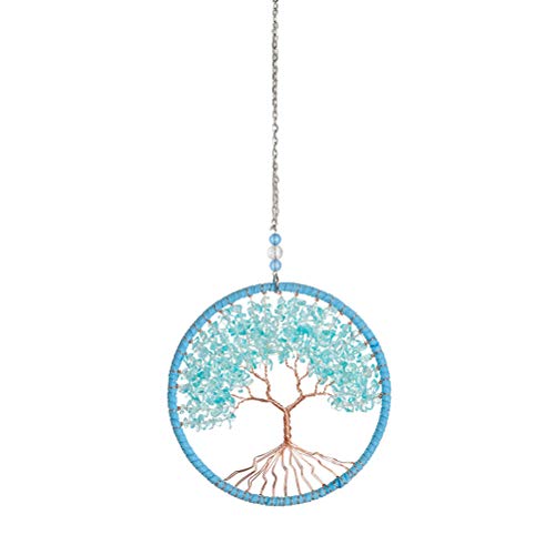 LIOOBO Tree of Life Wall Hanging Tree of Life Dream Catchers Macrame Home Wall Decorations 11CM (Sky-blue)