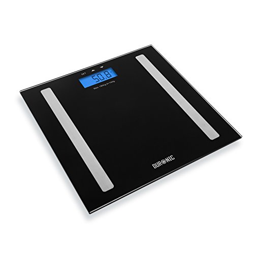 Price comparison product image Duronic BS501 Touch Sense Body Fat Analyser 180KG Electronic Slim Digital Display Black Glass Platform / Body / Bathroom Scales + 2 Years Warranty with All Duronic Bathroom Scales