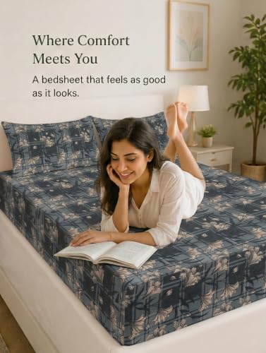 Image of Mafatlal King Size Bedsheet with 2 Pillow Covers (274 x 274 cm) | 140 GSM Microfiber | Soft, Breathable & Fade Resistant| Easy Care | Carbon Black