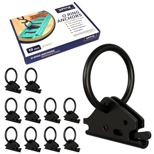 Heavy-Duty Steel O-Ring (Pack of 10) 4500Lbs Break Strength - E Track Accessories Tie-Down Anchors for Secure Motorcycles, Cargo Loads, Bikes in Trailers, Pickups, Vans, Trucks, Black