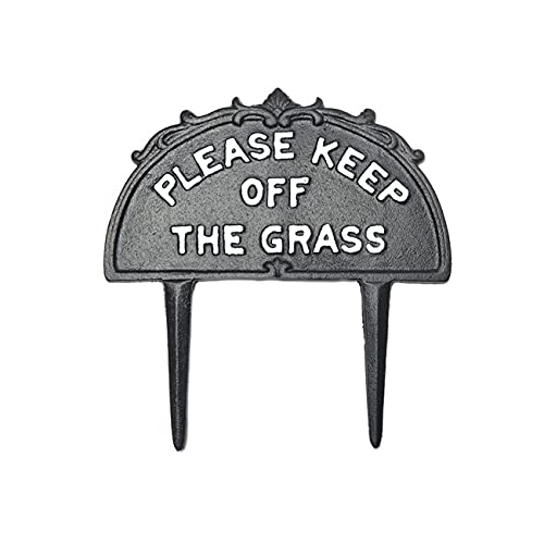 RRMMAN Gras-Warnschild aus Gusseisen, mit Aufschrift Please Keep Off the Grass, Warnschild No Pooping Yard, Retro-Stil und langlebig (bitte halten Sie das Gras fern)